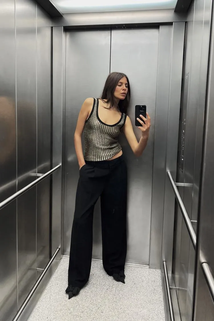 ZARA  |Sleeveless Metallic Tanks & Camisoles